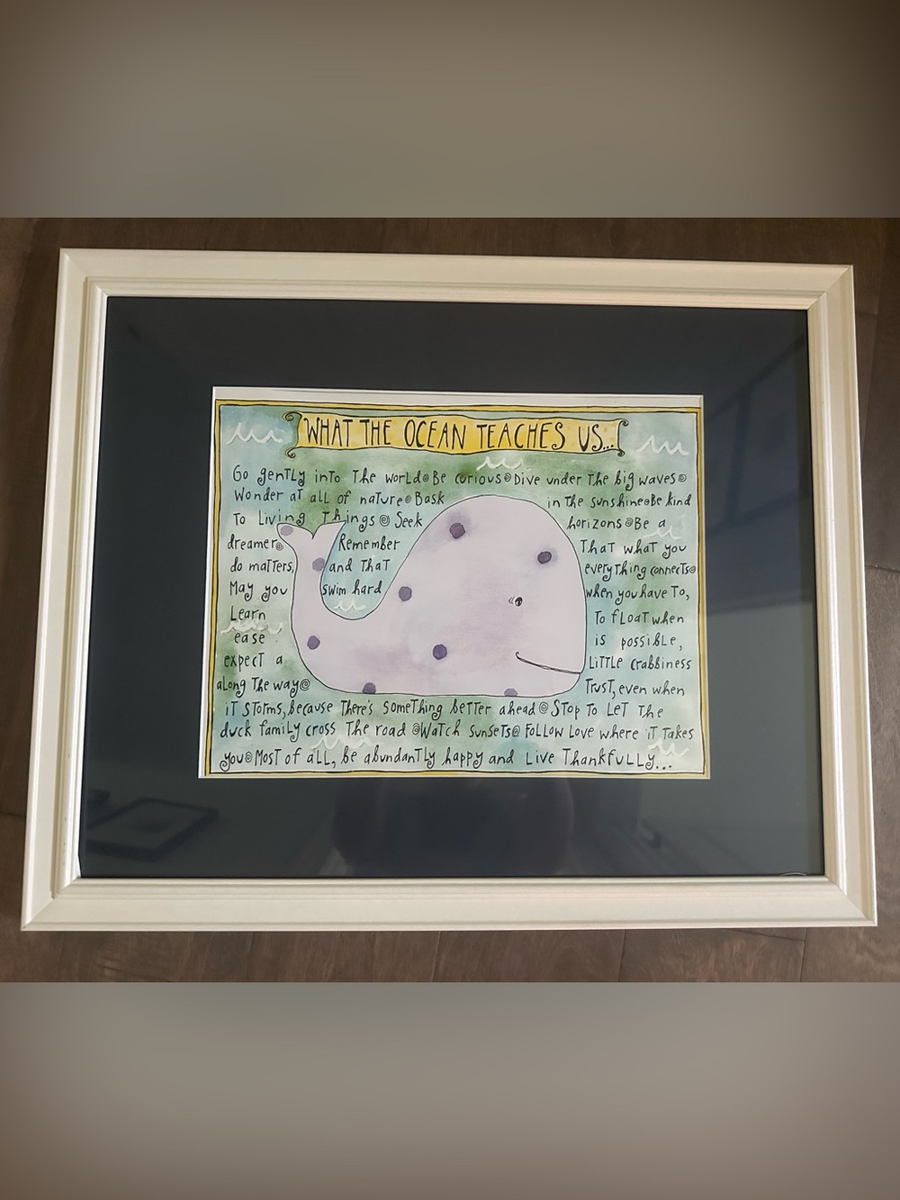 22x18 Whale Wall Art Print  Matted and framed